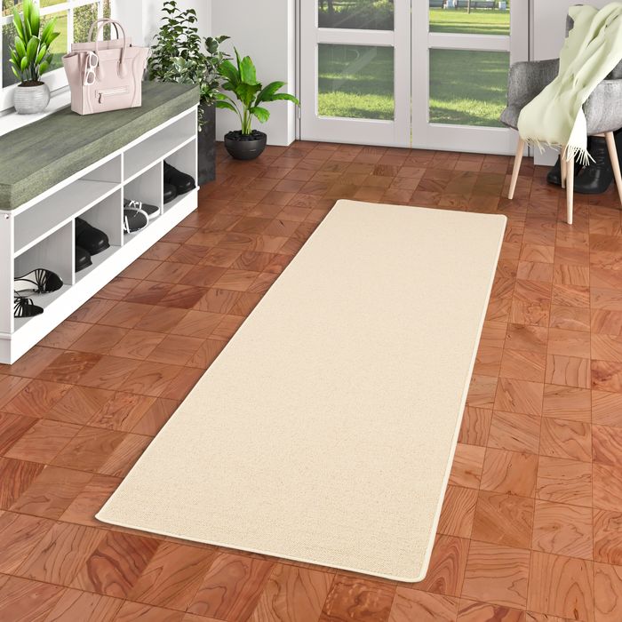 Berbère - Tapis long couloir - Tapis en laine naturelle - Blanc cassé