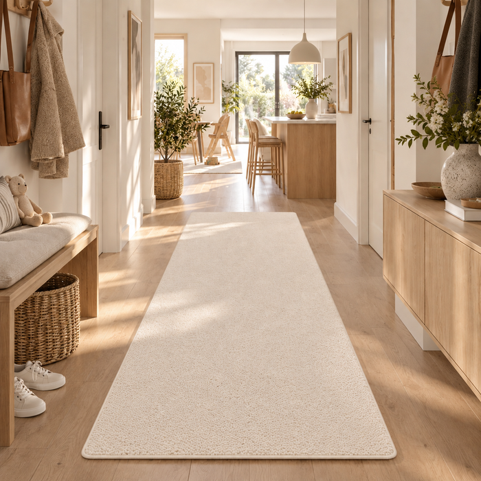 Berbère - Tapis long couloir - Tapis en laine naturelle - Blanc cassé