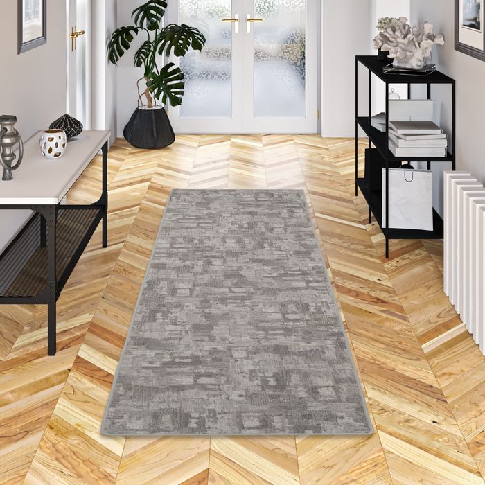 Tapis Coureur Strong Velours Bouclé Gris Clair Tendance
