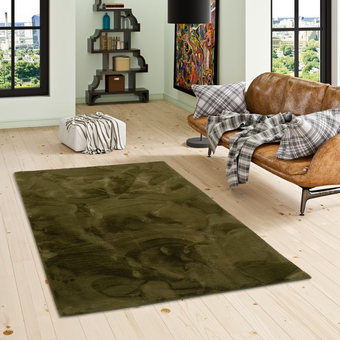 Plush - Tapis de luxe en fourrure synthétique super doux - Vert foncé