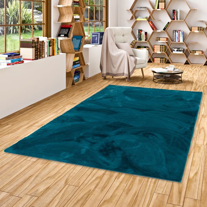 Plush - Tapis de luxe en fourrure synthétique super doux - Pétrole