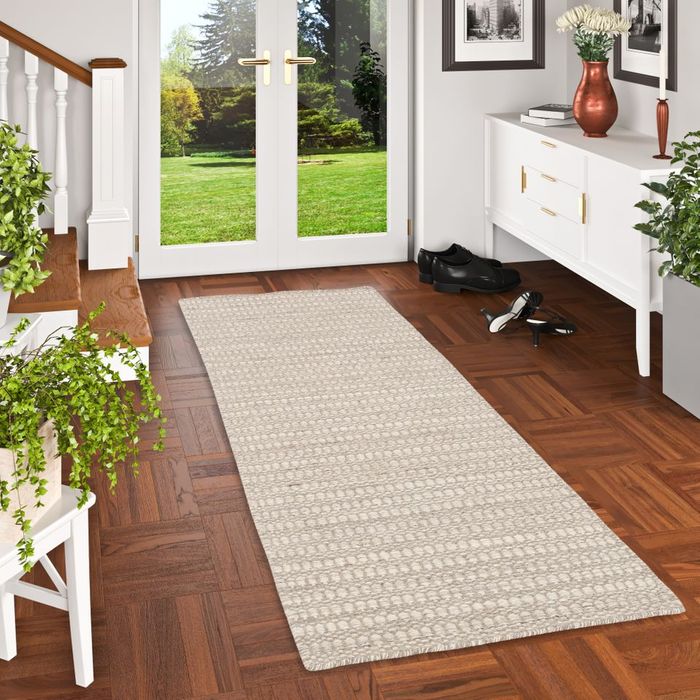 Skandi - Tapis long couloir - Tapis en laine naturelle - Gris moucheté 