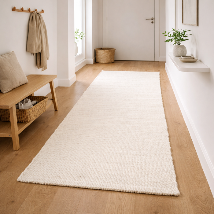 Alaska - Tapis long couloir - Tapis en laine naturelle - Blanc cassé