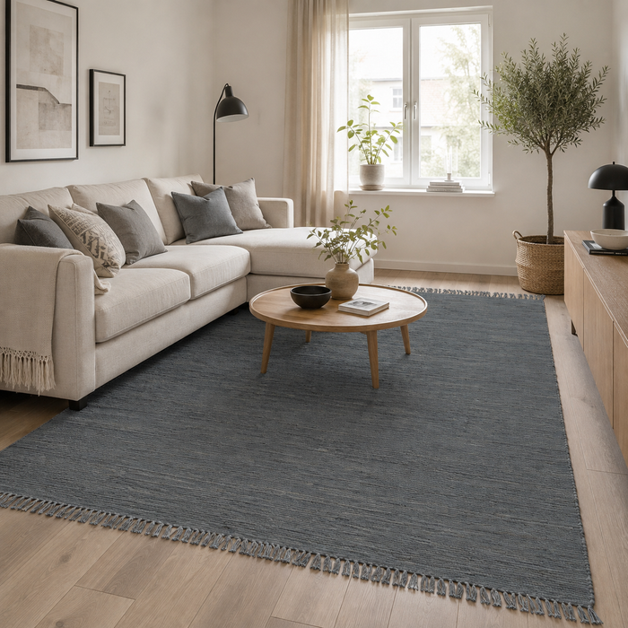 Baumwolle Natur Teppich Jolly Cotton Anthrazit