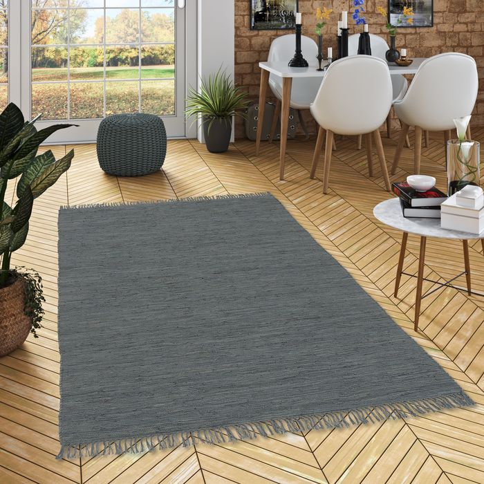 Jolly Cotton -Tapis naturel en coton - Anthracite