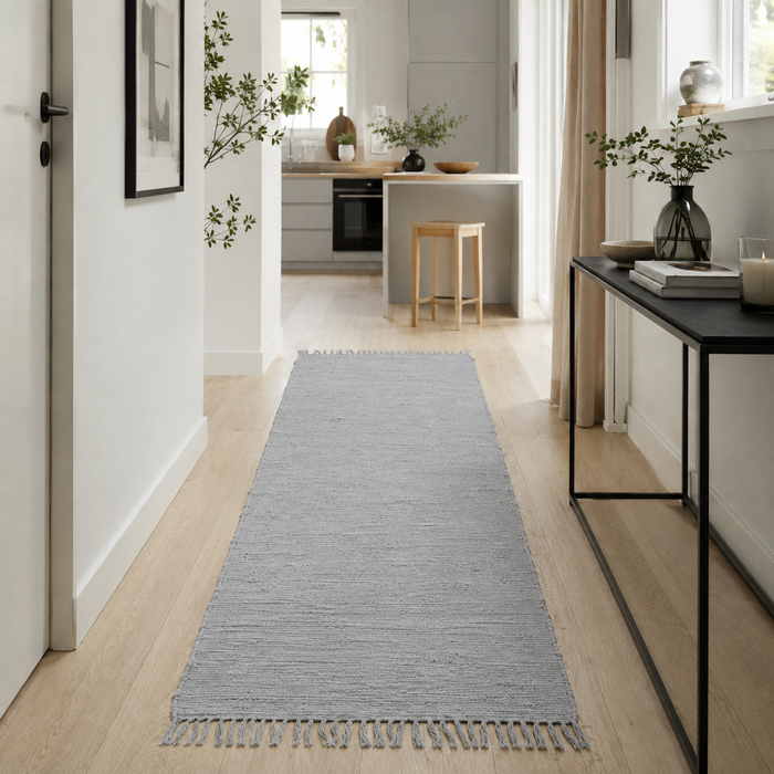 Jolly Cotton - Tapis long couloir - Tapis naturel en coton - Gris
