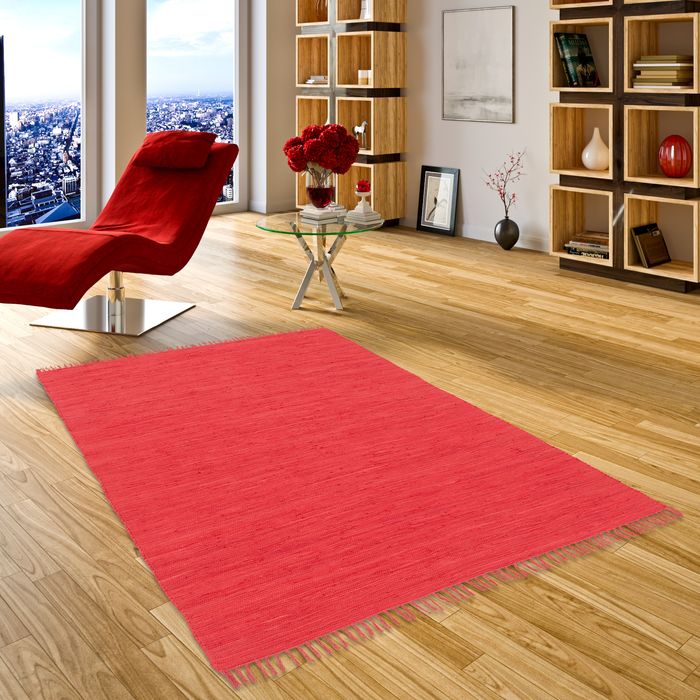 Jolly Cotton -Tapis naturel en coton - Rouge