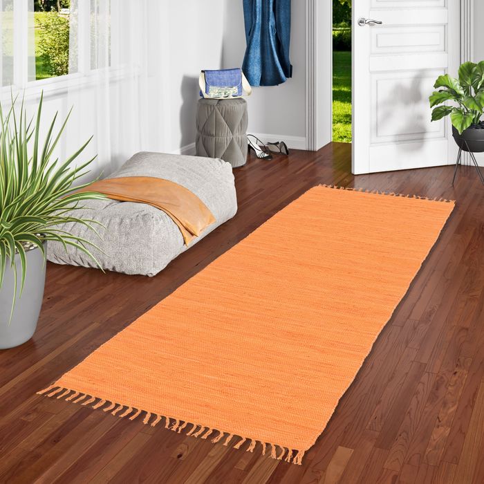 Baumwolle Natur Teppich Läufer Jolly Cotton Orange