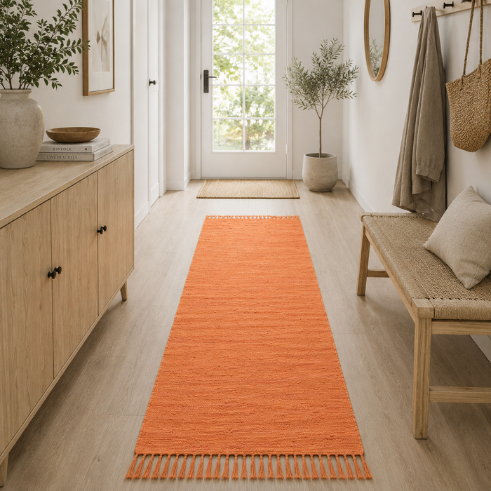 Jolly Cotton - Tapis long couloir - Tapis naturel en coton - Terre cuite