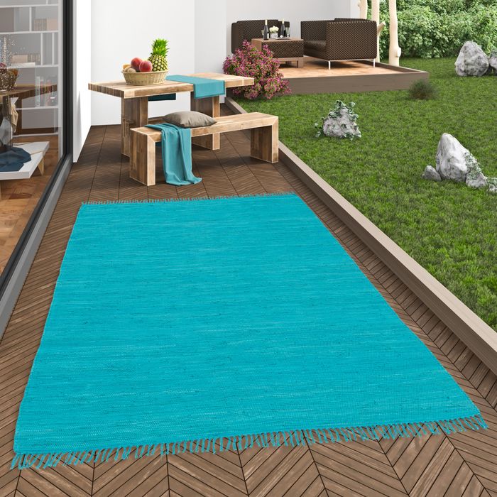 Jolly Cotton -Tapis naturel en coton - Turquoise