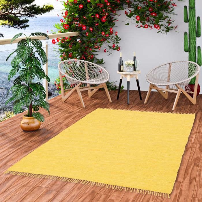 Jolly Cotton -Tapis naturel en coton - Jaune