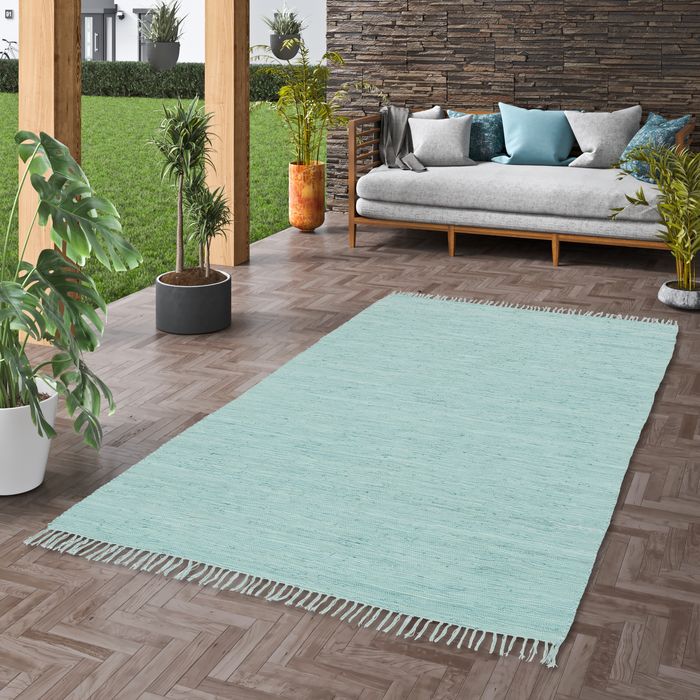 Jolly Cotton -Tapis naturel en coton - Bleu