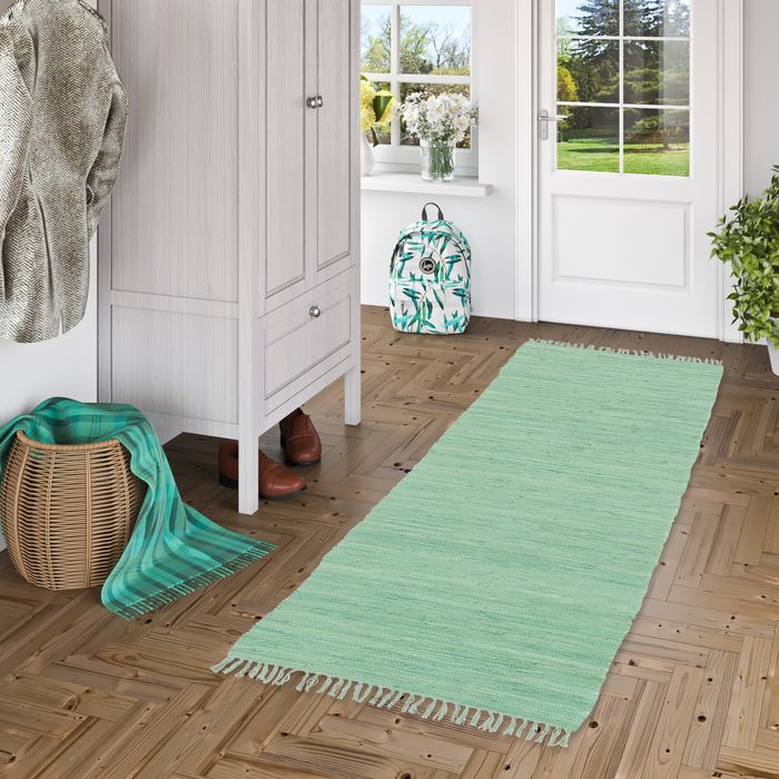 Baumwolle Natur Teppich Läufer Jolly Cotton Mint