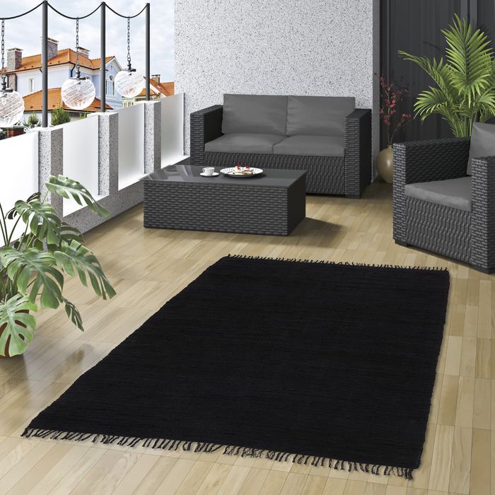 Jolly Cotton -Tapis naturel en coton - Noir