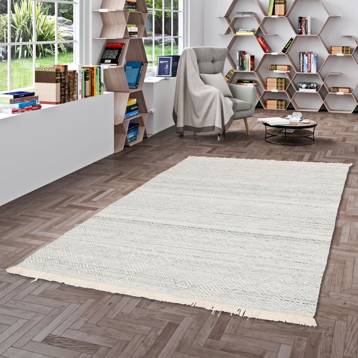 Tapis durable Kelim Fina bleu Trend