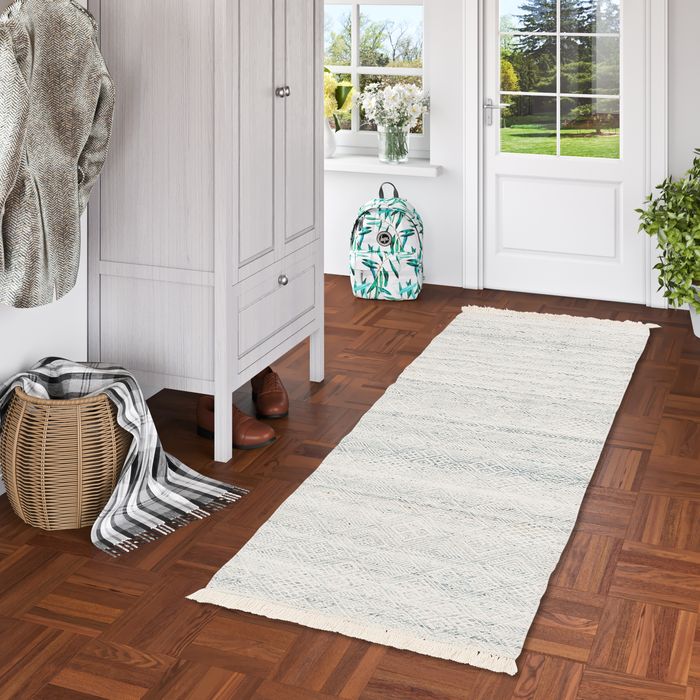 Tapis durable Tapis de passage Kelim Fina Bleu Tendance