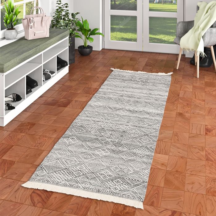 Tapis durable Tapis Kelim Fina Anthracite Tendance