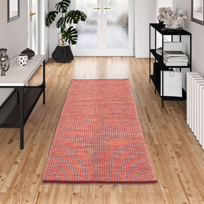 Baumwolle Natur Kelim Teppich Läufer Sandy Rot Orange Modern