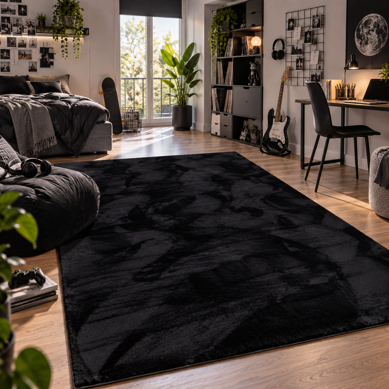 Kinder und Jugend Super Soft Fellteppich Pearl Kids Schwarz