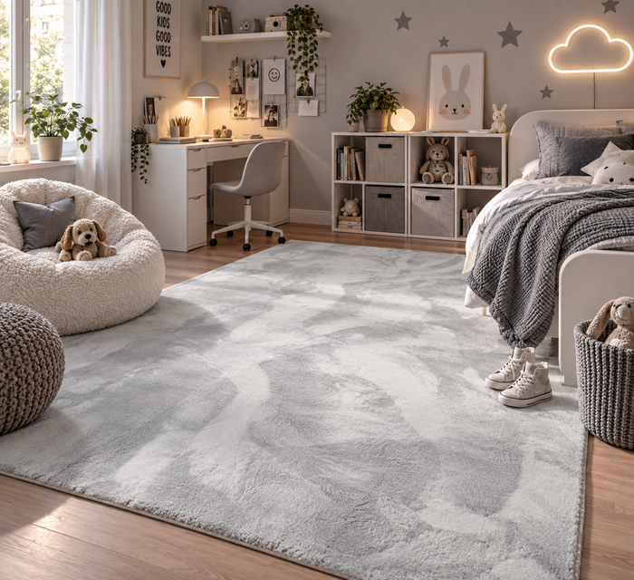 Kinder und Jugend Super Soft Fellteppich Pearl Kids Grau