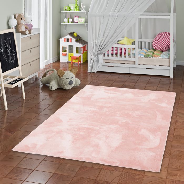 Pearl Kids - Tapis pour enfants et adolescents - Tapis en fourrure synthétique super douce - Rose