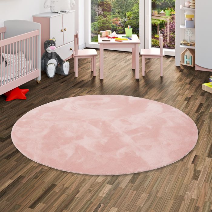 Tapis en fourrure Super Soft pour enfants et adolescents Pearl Kids Rose Rond