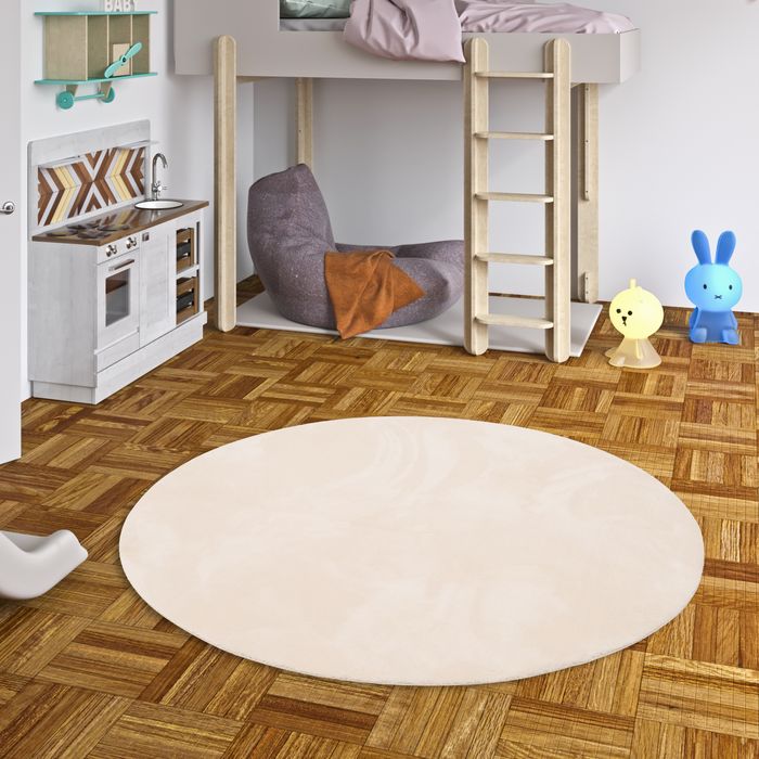 Tapis en fourrure Super Soft pour enfants et adolescents Pearl Kids crème Rond