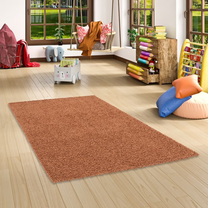 Kinder und Jugend Hochflor Langflor Shaggy Teppich Fluffy Kids Orange
