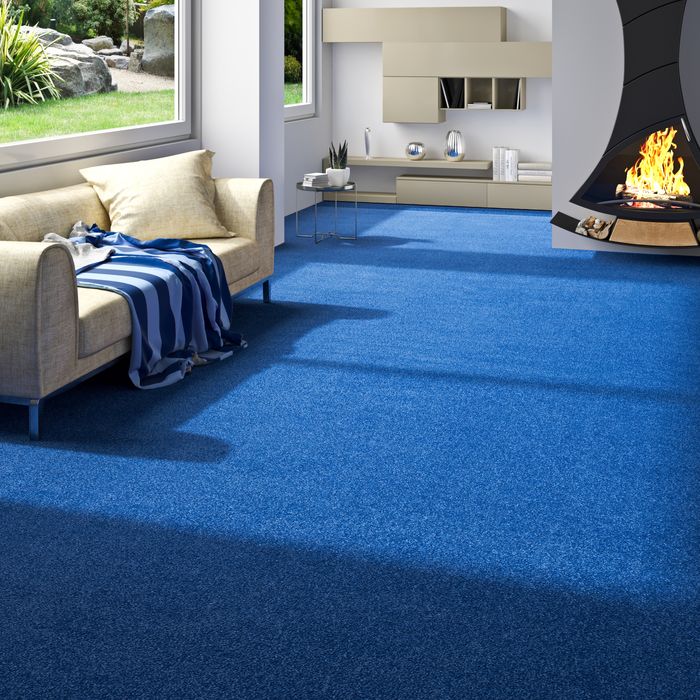 Trend Velours Teppichboden Joy Blau