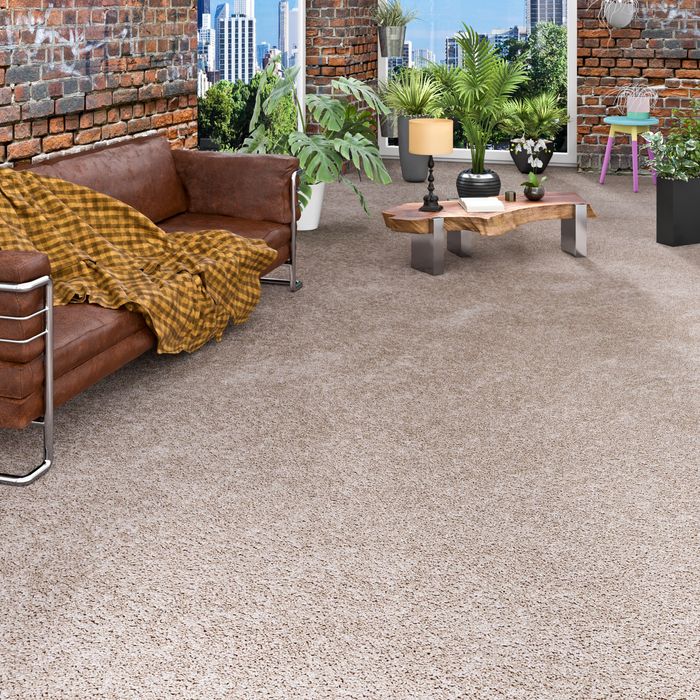 Hochflor Velours Teppichboden Mona Taupe