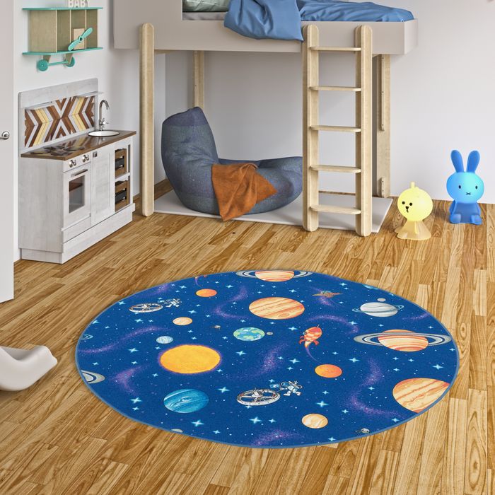 Tapis de jeu pour enfants Univers Bleu Rond