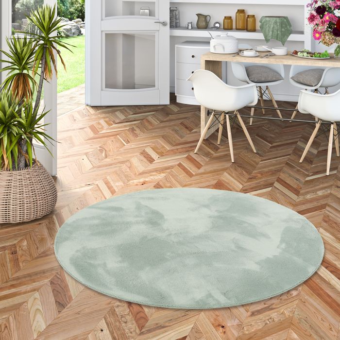 Pearl - Tapis de luxe en fourrure synthétique super douce - Vert - Rond