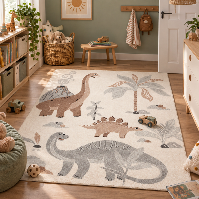 Softstar Kids - Tapis pour enfants - Monde des dinosaures Gris