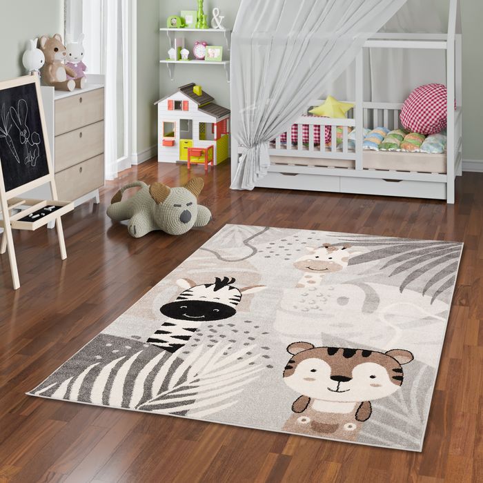 Kinder Teppich Softstar Kids Safari Friends Grau