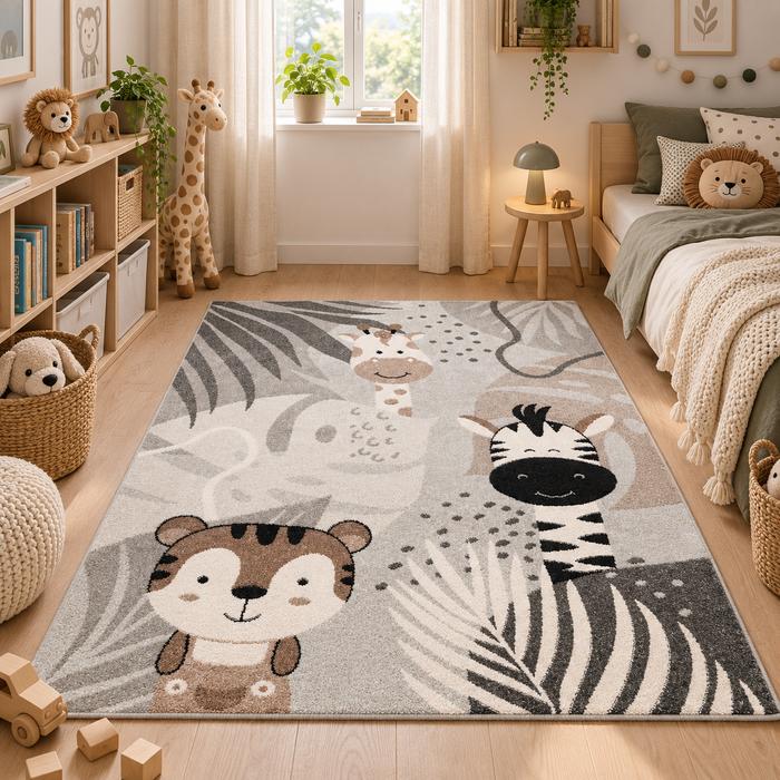 Softstar Kids - Tapis pour enfants - Les amis du safari gris