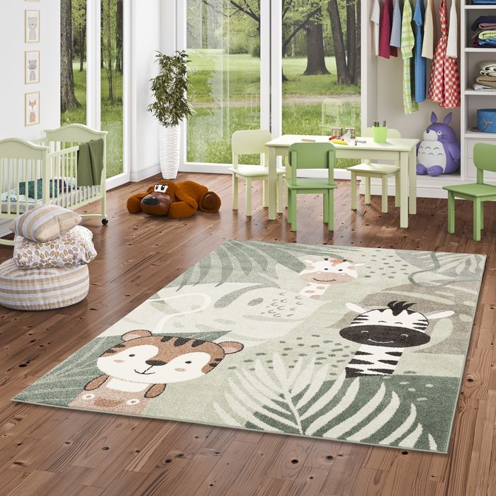 Kinder Teppich Softstar Kids Safari Friends Mintgrün
