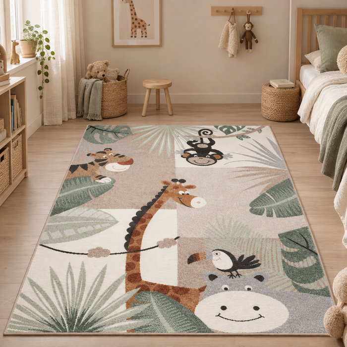 Softstar Kids - Tapis pour enfants - Monde des animaux Vert menthe beige