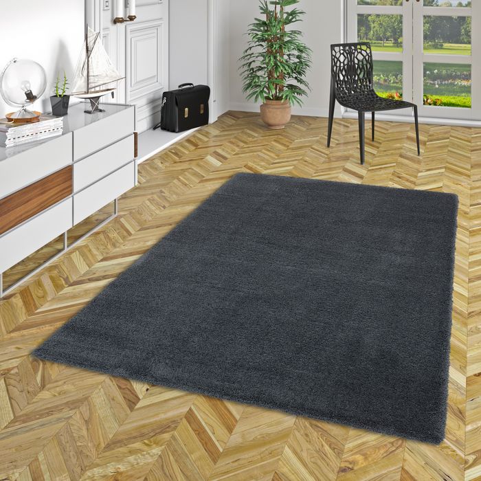 Luxus Hochflor Langflor Teppich Harmony Anthrazit
