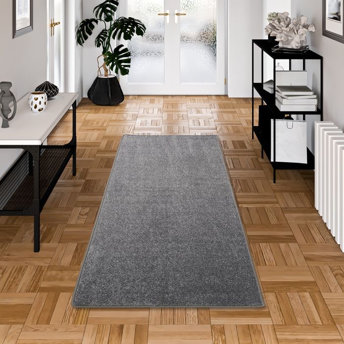 Tapis de passage en velours à poils longs Luna Gris