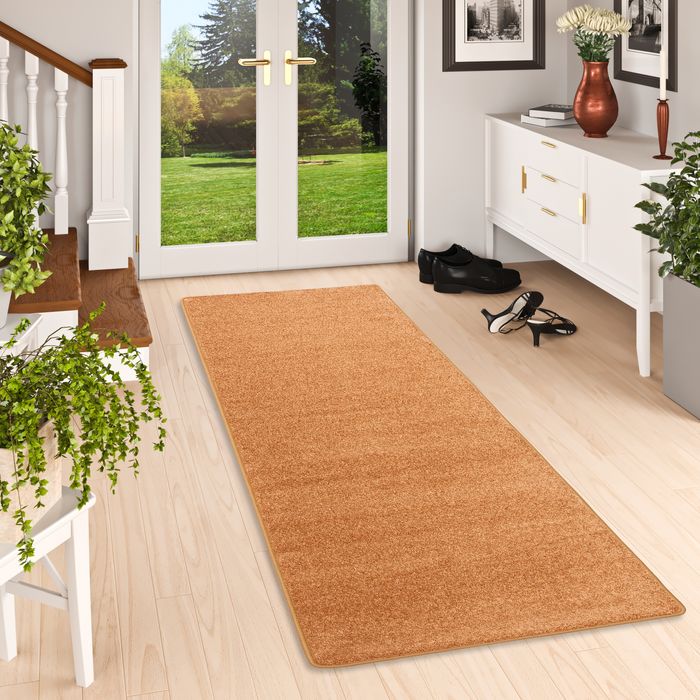 Tapis de passage en velours à poils longs Luna Terracota