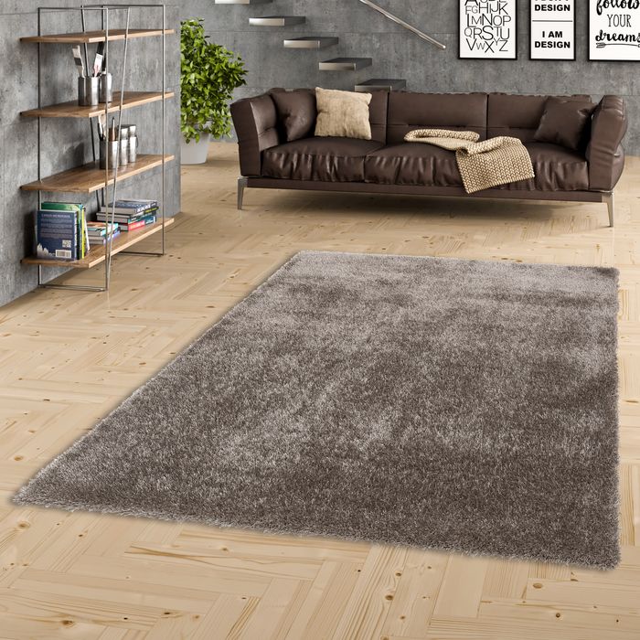 Luxus Hochflor Langflor Teppich Bilbao Grau
