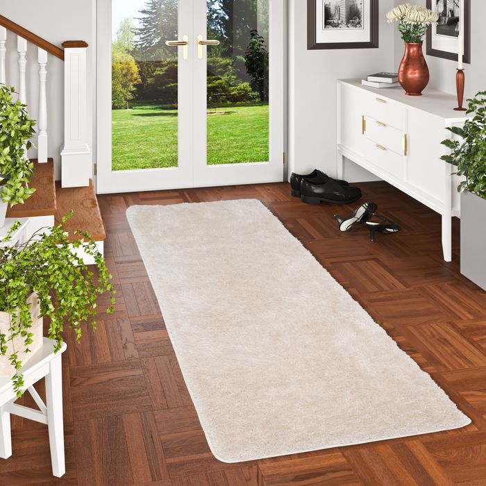 Luxus Hochflor Langflor Teppich Läufer Bilbao Beige