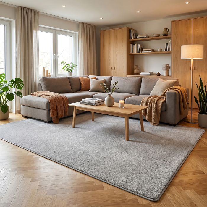 Hochflor Luxus Velours Teppich Touch Grau Meliert