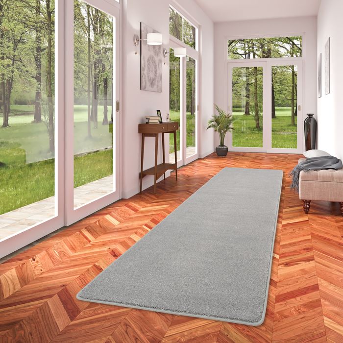 Tapis velours de luxe à poils longs Touch Gris chiné