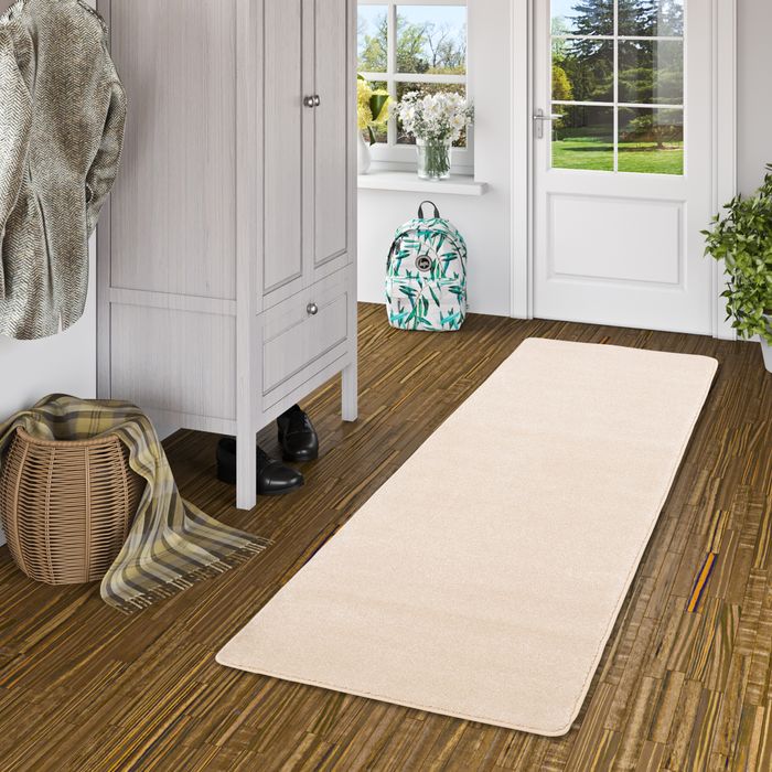 Hochflor Luxus Velours Läufer Teppich Touch Beige