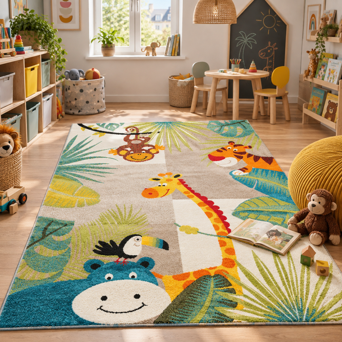 Kinder Teppich Softstar Kids Tierwelt Bunt