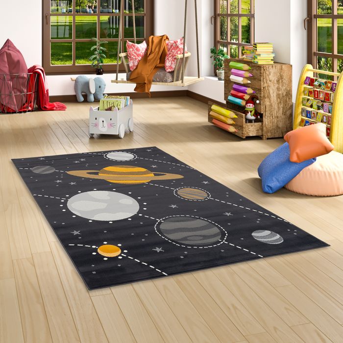 Kinderteppich Passion Kids Planeten Grau