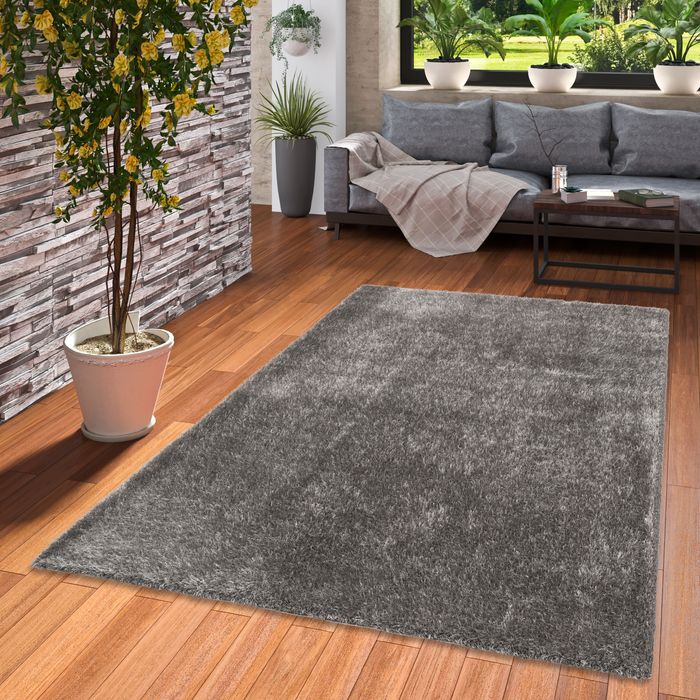 Luxus Hochflor Langflor Teppich Bilbao Anthrazit