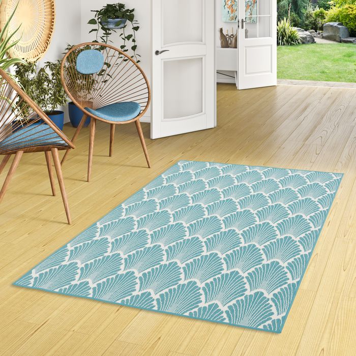 Intérieur et extérieur Réversible Tapis Cape Cod Vert menthe moderne Crème
