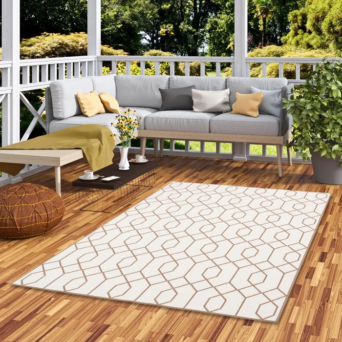 Intérieur et extérieur Réversible Tapis Cape Cod Tendance Marron Beige